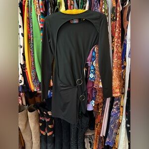 SHEIN Black Asymmetrical Dress with Ring Details